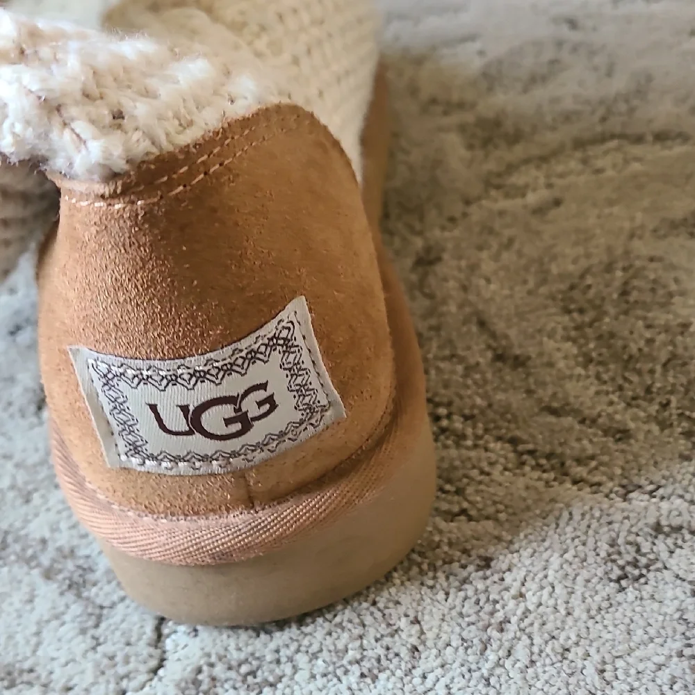 UGG Tan Knit Winter Boots with Suede Trim - Picture 11 of 14